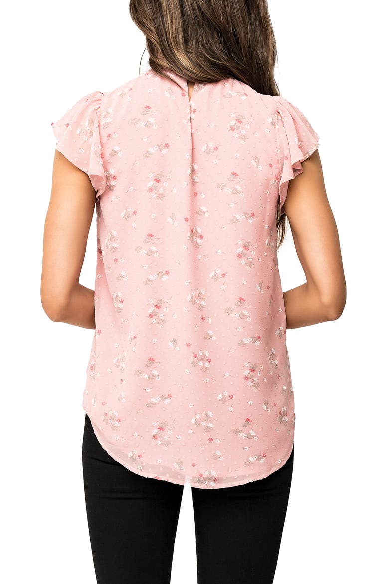 Floral Swiss Dot Chiffon Blouse, Alternate, color, SOFT ROSE POSIE PRINT