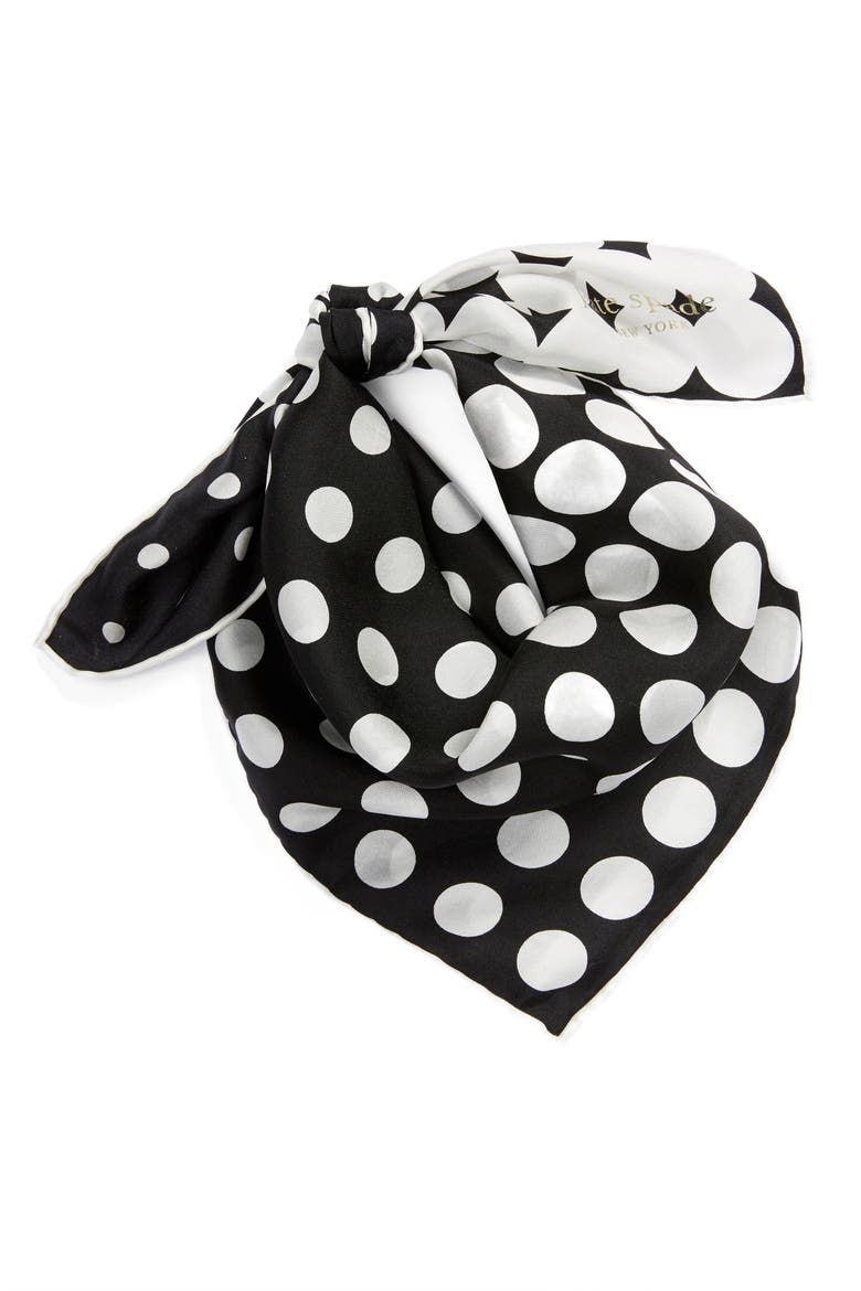 gradient dot silk scarf, Alternate, color, BLACK