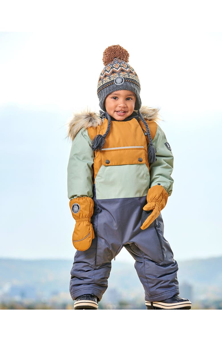 Deux par Deux Baby Boy's One Piece Baby Snowsuit Sage, Brown And Dark Grey, Alternate, color,