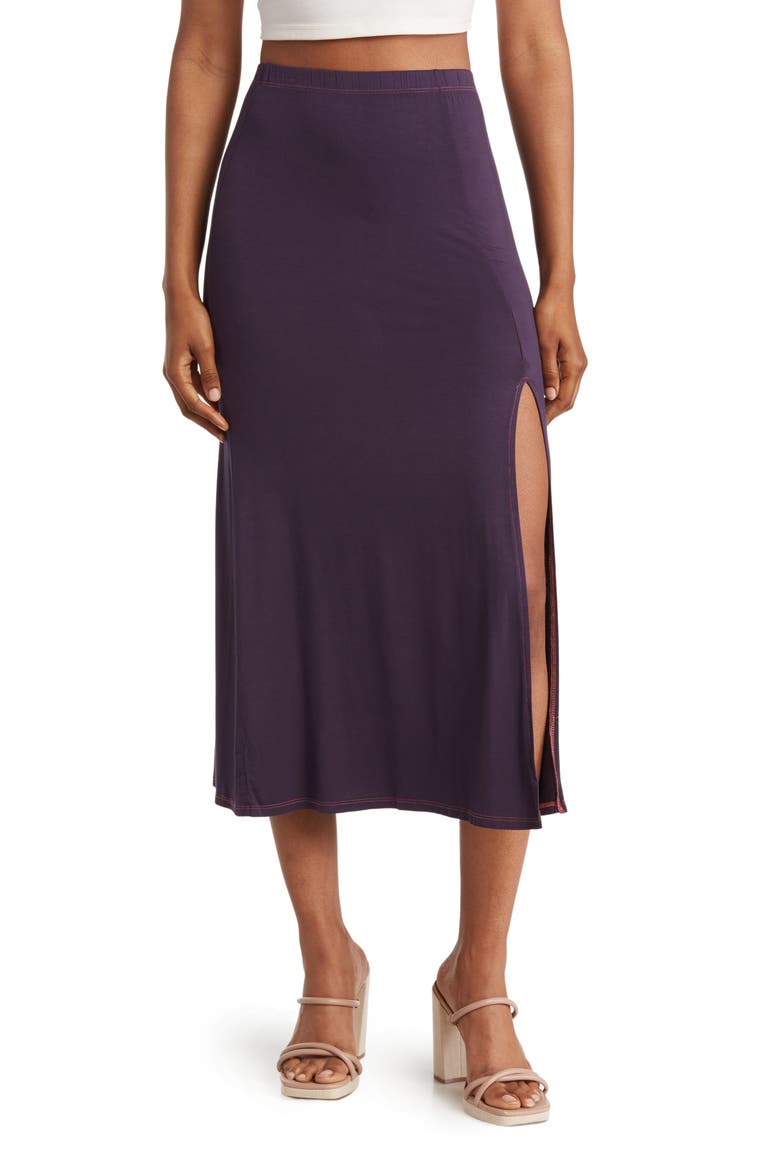 Side Slit Maxi Skirt, Main, color, NAVY