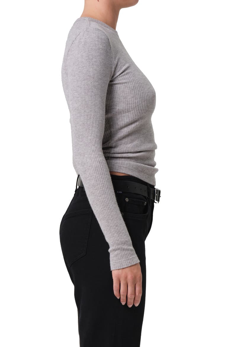 Bina Rib Crewneck Sweater, Alternate, color, HEATHER GREY
