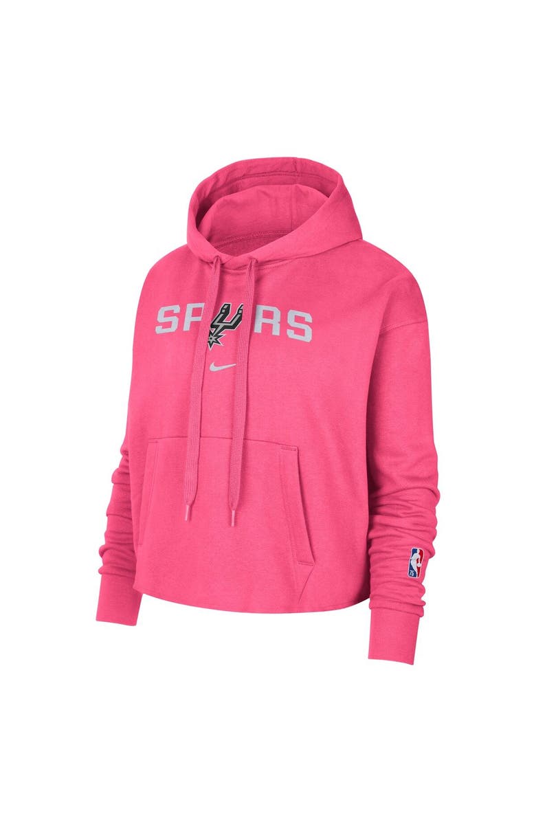 Nike Women's Nike Pink San Antonio Spurs 2021/22 City Edition Essential Logo Cropped Pullover Hoodie, Alternate, color, 