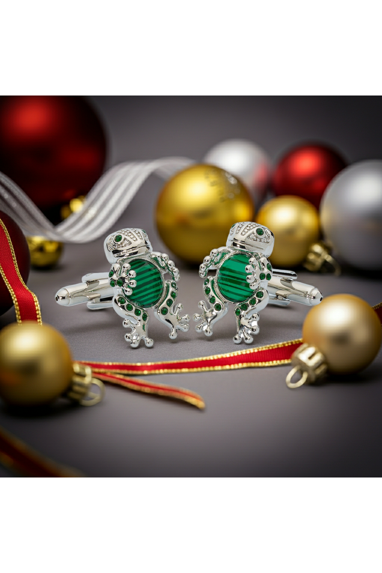 Emerald Frog Prince Crystal Cufflinks, Alternate, color, Green