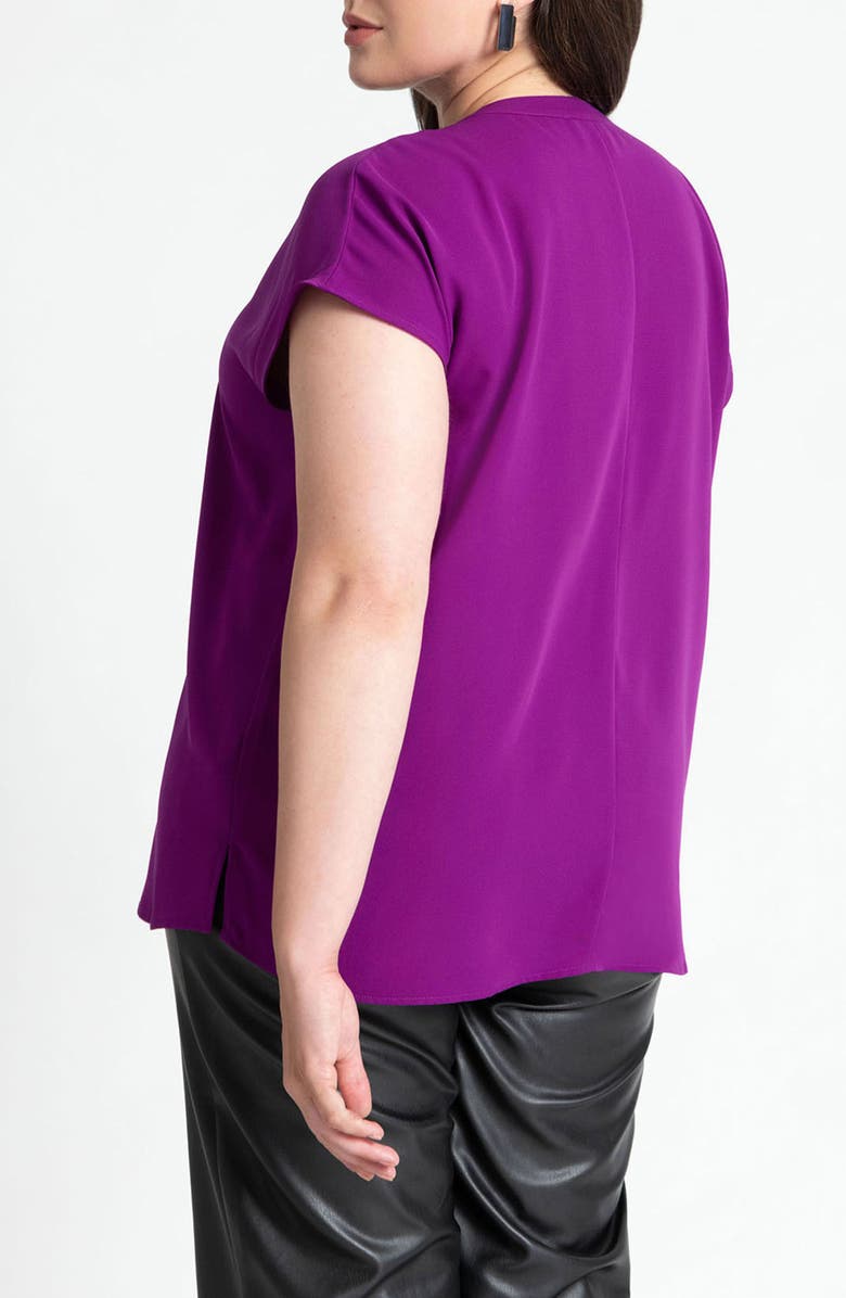 ELOQUII Short Sleeve Band Collar Shirt, Alternate, color, 