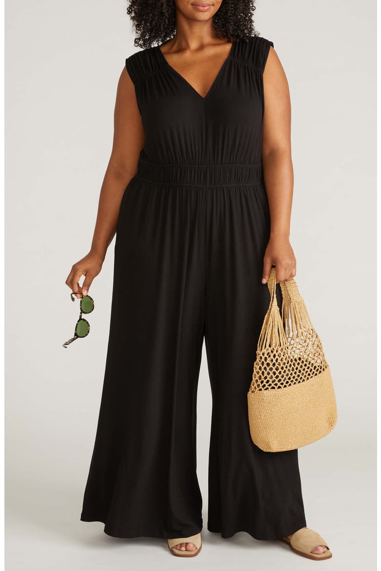 The Zoey Liquid Jersey Wide Leg Jumpsuit, Main, color, BLACK