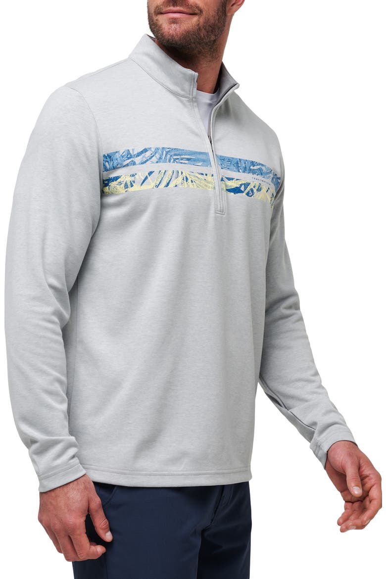 Upgraded Chest Stripe Half Zip Pullover, Alternate, color, HEATHER LIGHT GREY