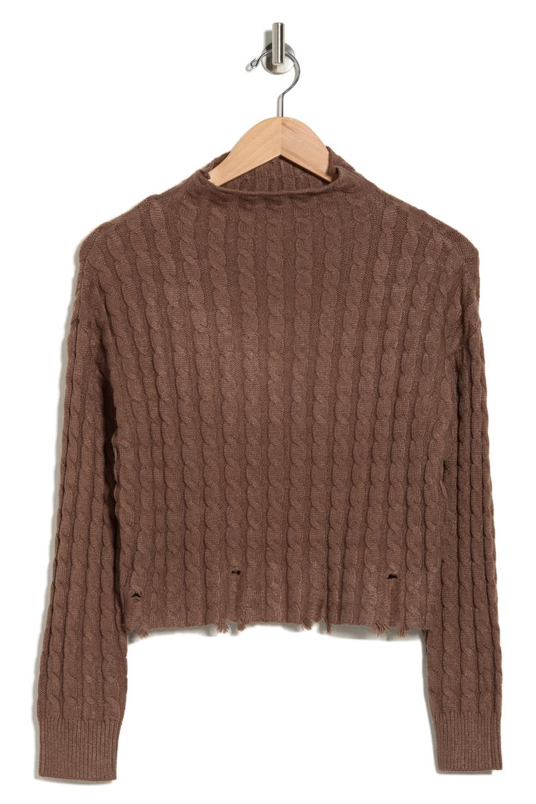 Turtleneck Cable Knit Sweater, Alternate, color, COCO