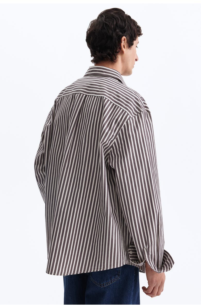 H&M Relaxed Fit Cotton Shirt, Alternate, color, Dark Purple/Striped