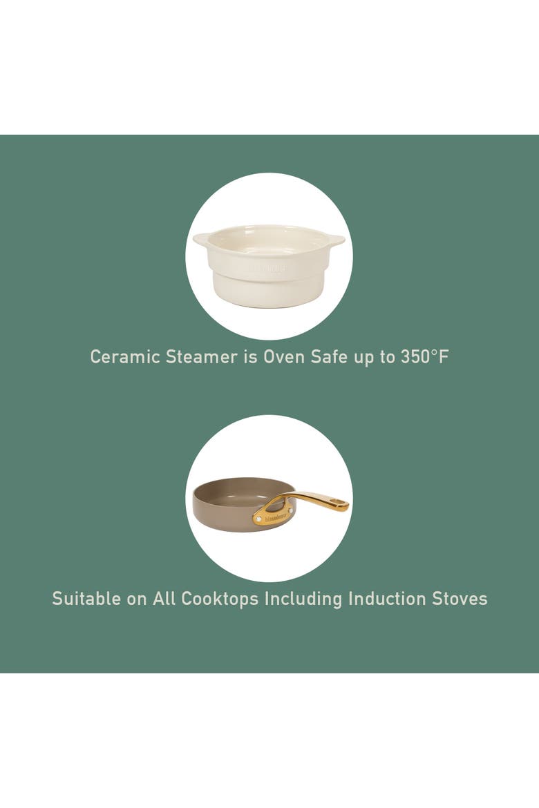 15 Piece Ceramic Nonstick Aluminum Cookware Set with Dutch Oven, Alternate, color, Cappuccino with Gold Handle