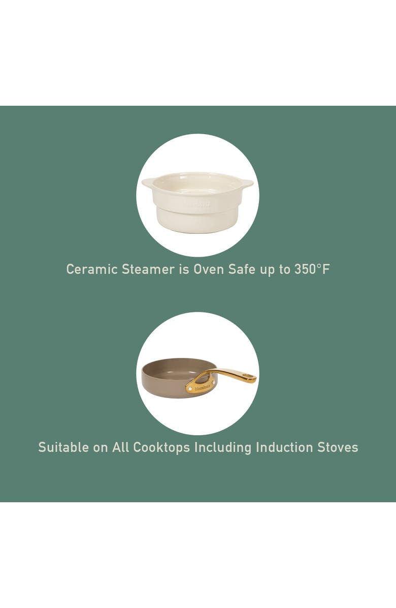 Bloomhouse 15 Piece Ceramic Nonstick Aluminum Cookware Set with Dutch Oven, Alternate, color, Cappuccino With Gold Handle