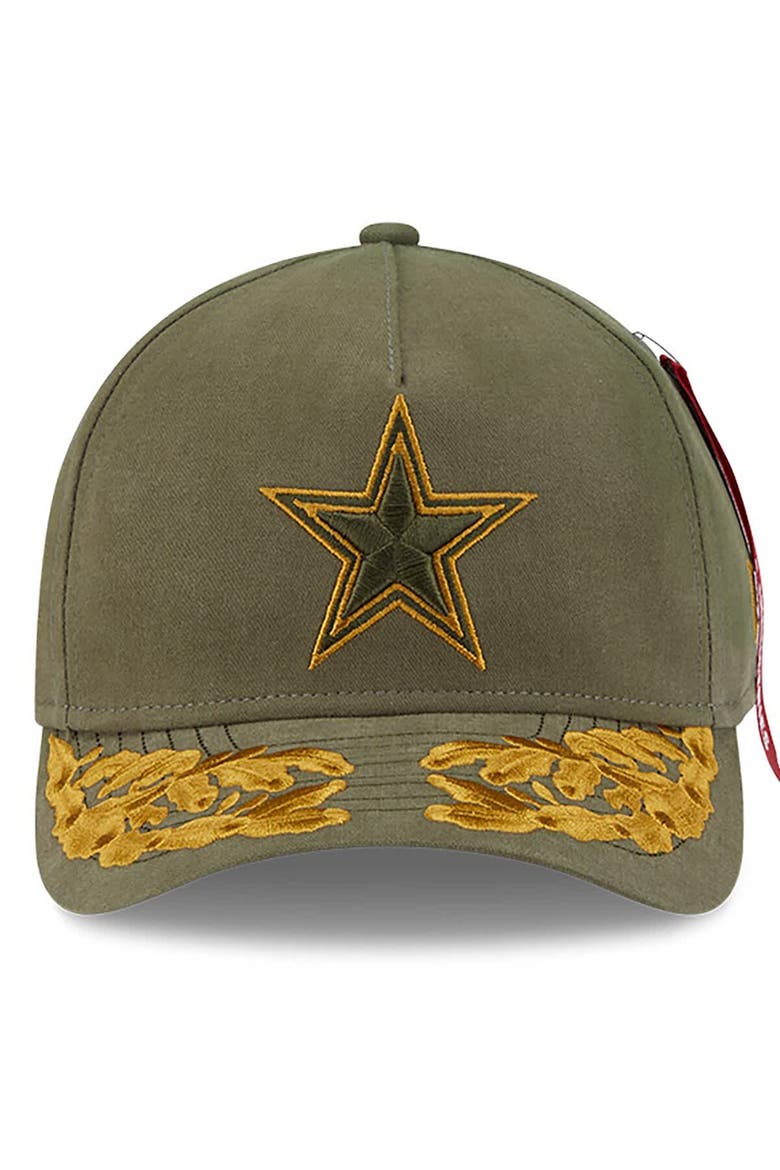 Men's New Era x Alpha Industries  Olive Dallas Cowboys A-Frame 9FORTY Adjustable Hat, Alternate, color, Olive