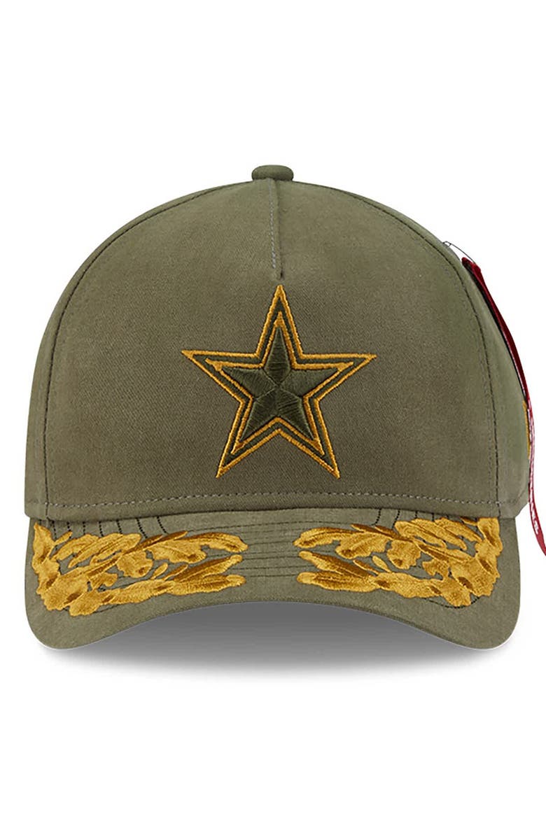 New Era x Alpha Industries Men's New Era x Alpha Industries  Olive Dallas Cowboys A-Frame 9FORTY Adjustable Hat, Alternate, color, Olive