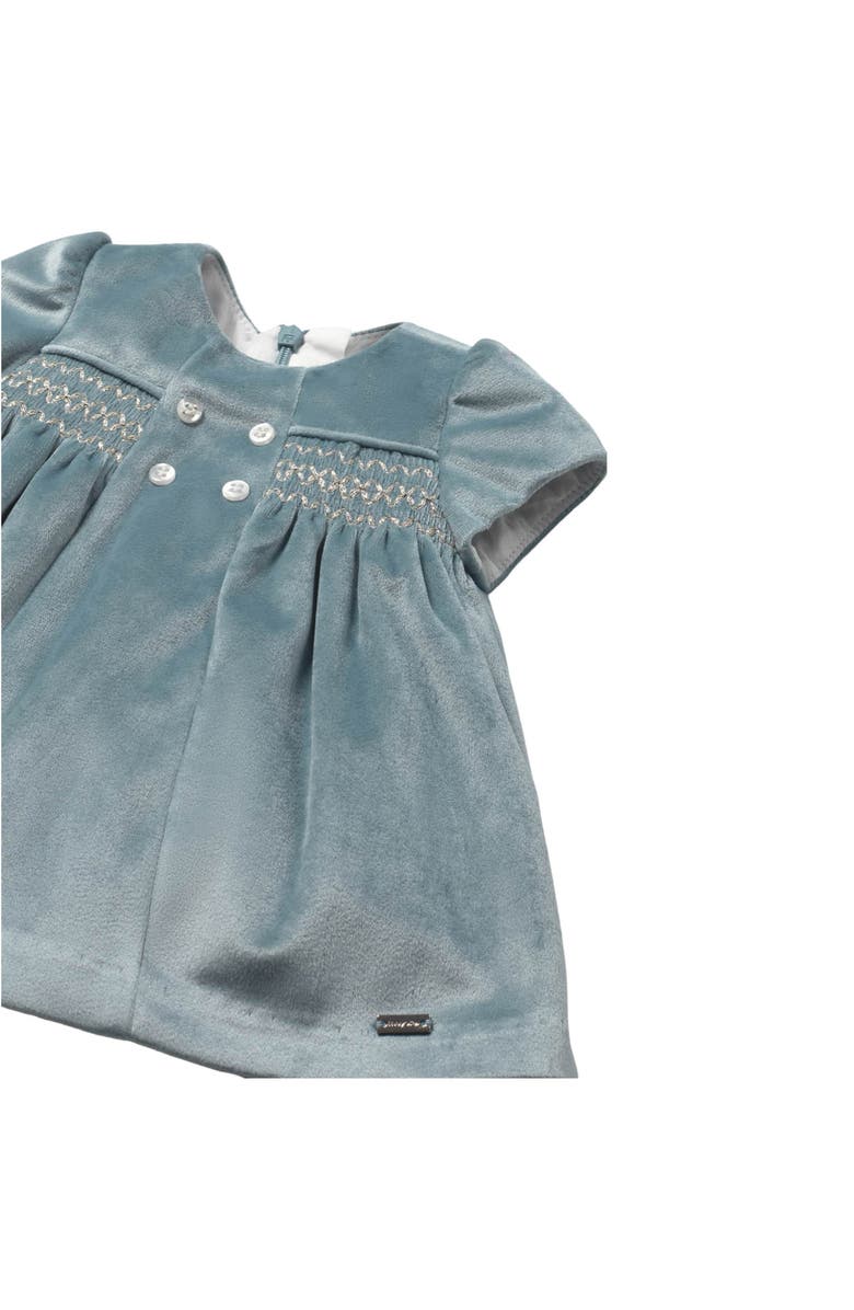 Mayoral Velvet Smocked Dress with Buttons, Alternate, color, Blue
