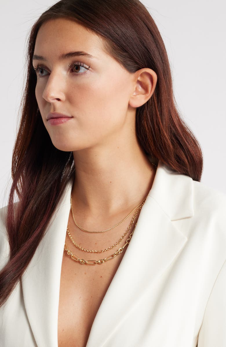 Nordstrom Set of 2 Layered Chain Necklaces, Alternate, color, Gold