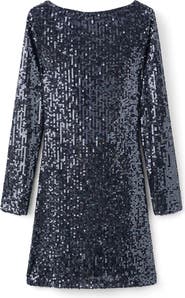 MANGO TEEN Sequin Cowl Back Long Sleeve Dress
