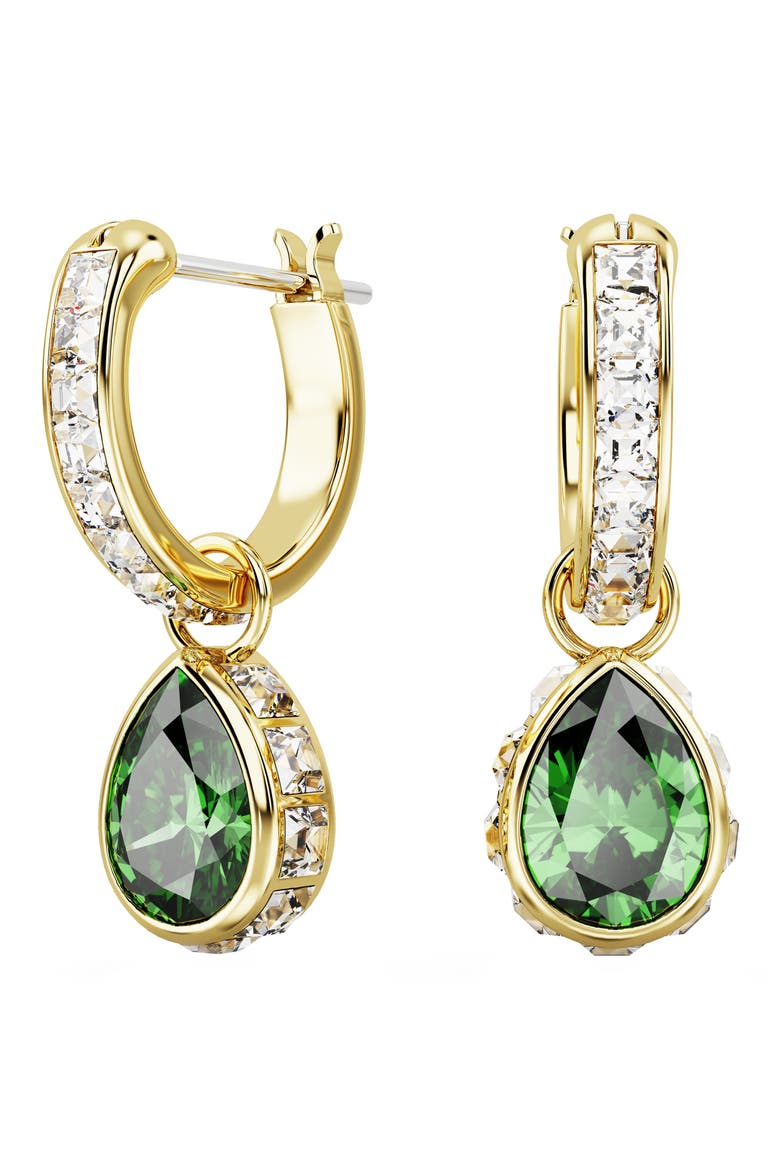 Chroma Crystal Hoop Drop Earrings, Alternate, color, GREEN