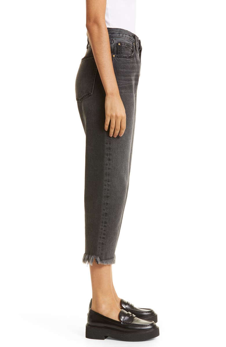 THE GREAT. The Wayne Fringe Hem Nonstretch Jeans, Alternate, color, Onyx Wash