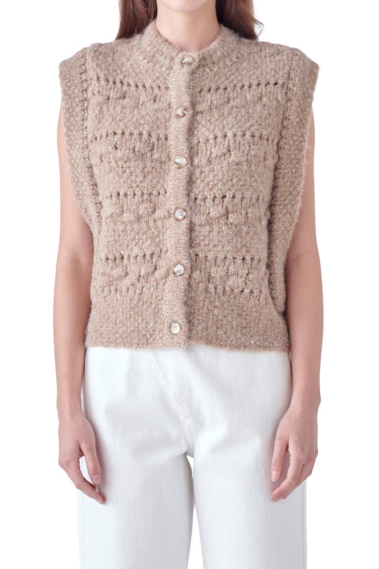 Textured Sweater Vest, Alternate, color, BROWN