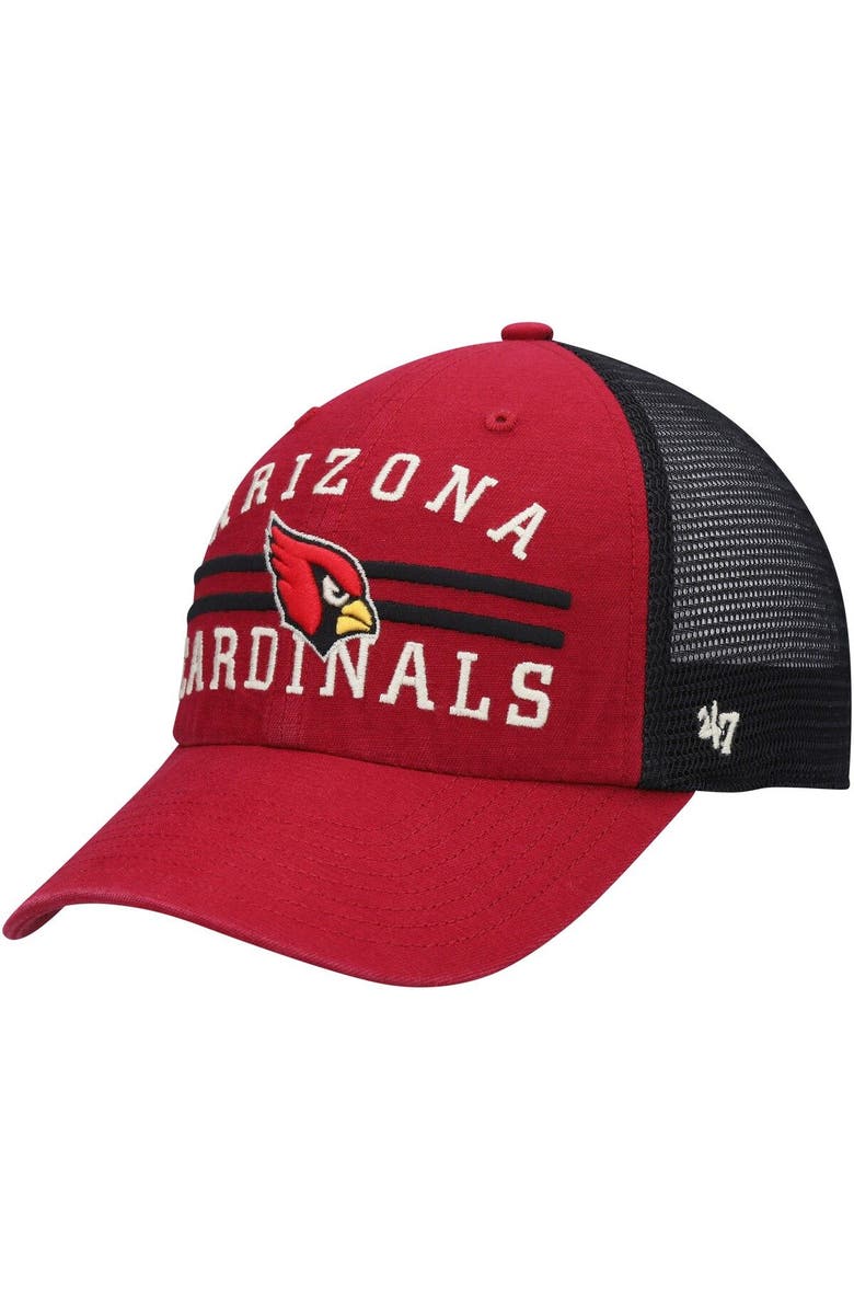 '47 Men's '47 Cardinal/Black Arizona Cardinals Highpoint Trucker Clean Up Snapback Hat, Main, color, 
