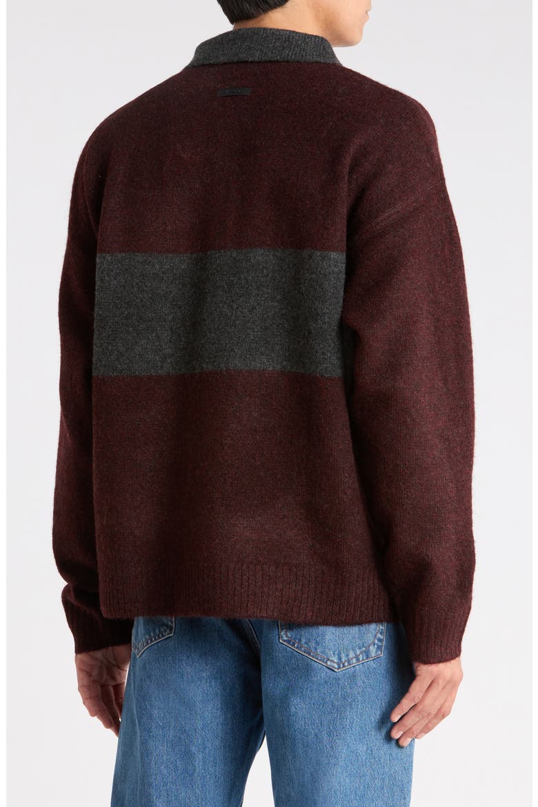 Oversize Rugby Shirt, Alternate, color, HEATHER DARK BURGUNDY