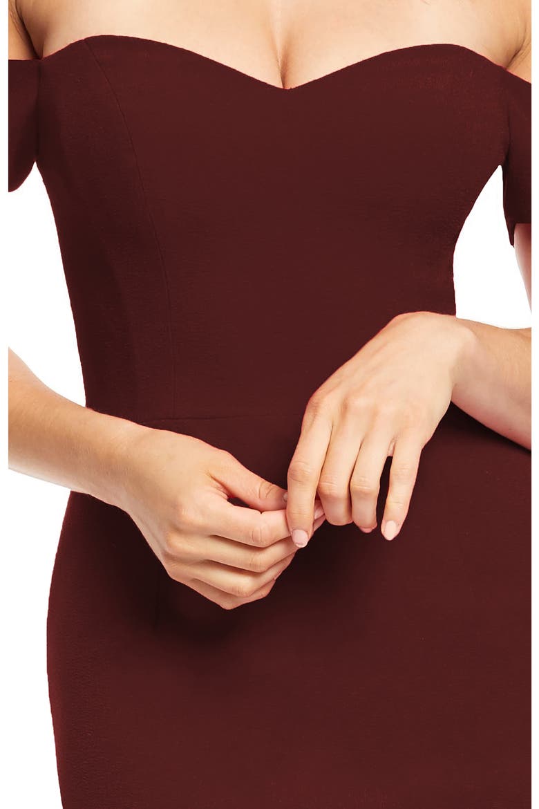 Bailey Off the Shoulder Body-Con Dress, Alternate, color, BURGUNDY