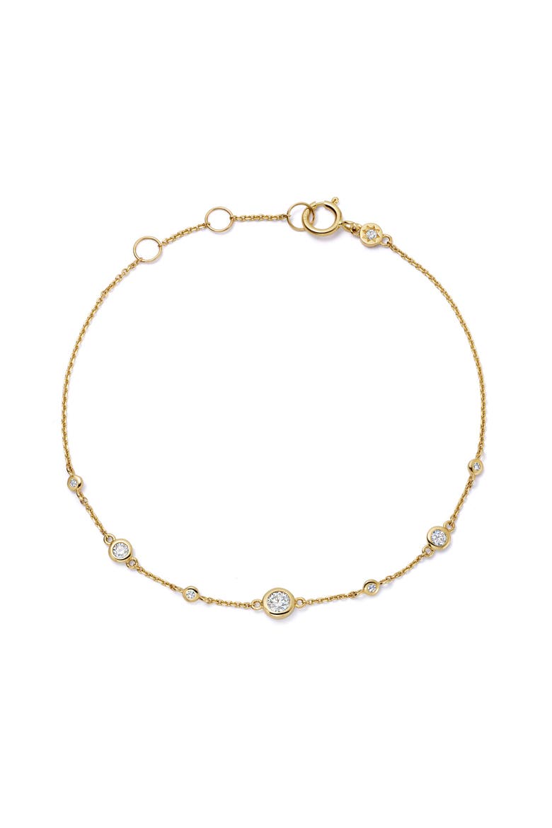 Solid Gold Atomic Lab Grown Diamond Station Bracelet, Main, color, Atomic