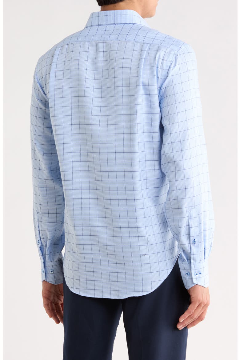 Windowpane Trim Fit Cotton Dress Shirt, Alternate, color, LIGHT BLUE