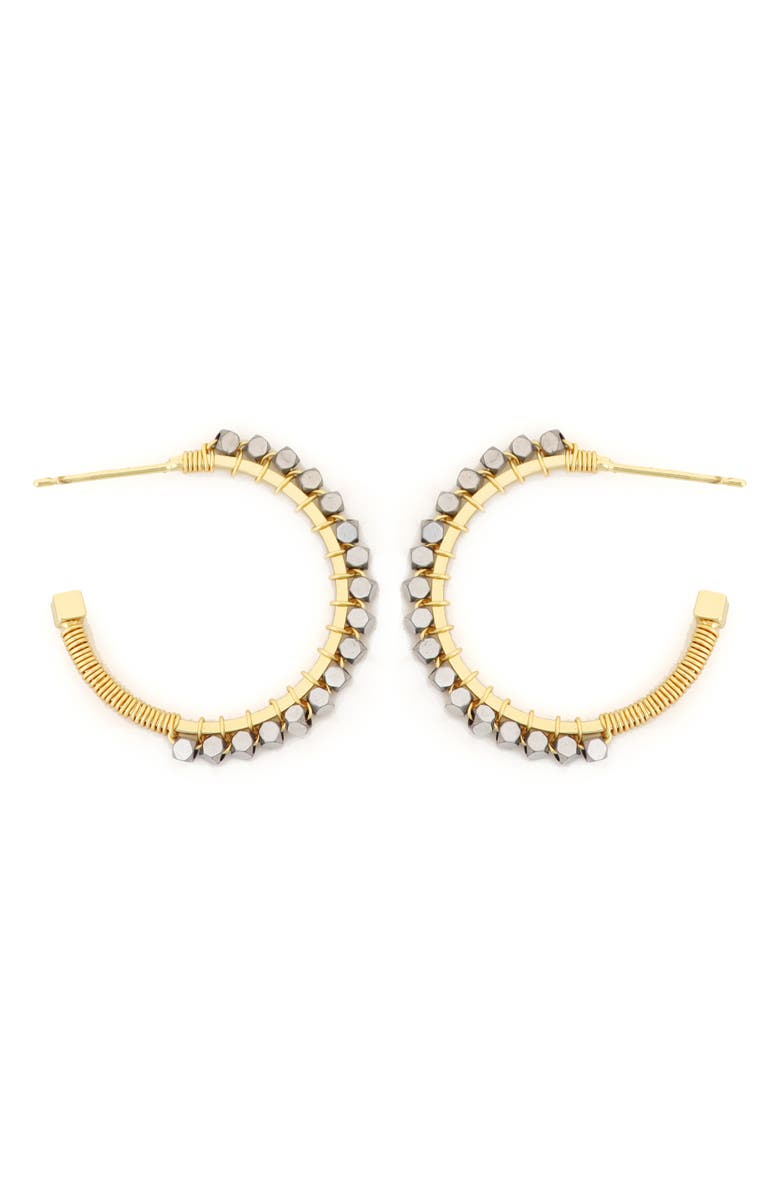 Panacea Hematite Bead Hoop Earrings, Main, color, Hematite