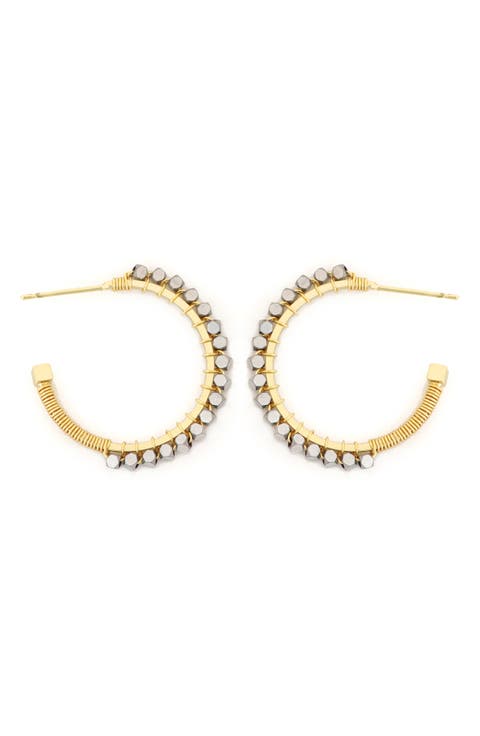 Hematite Bead Hoop Earrings