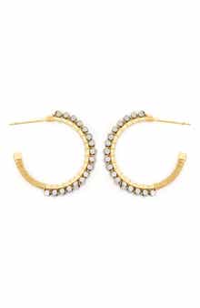 Panacea Hematite Bead Hoop Earrings