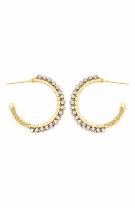 Panacea Hematite Bead Hoop Earrings