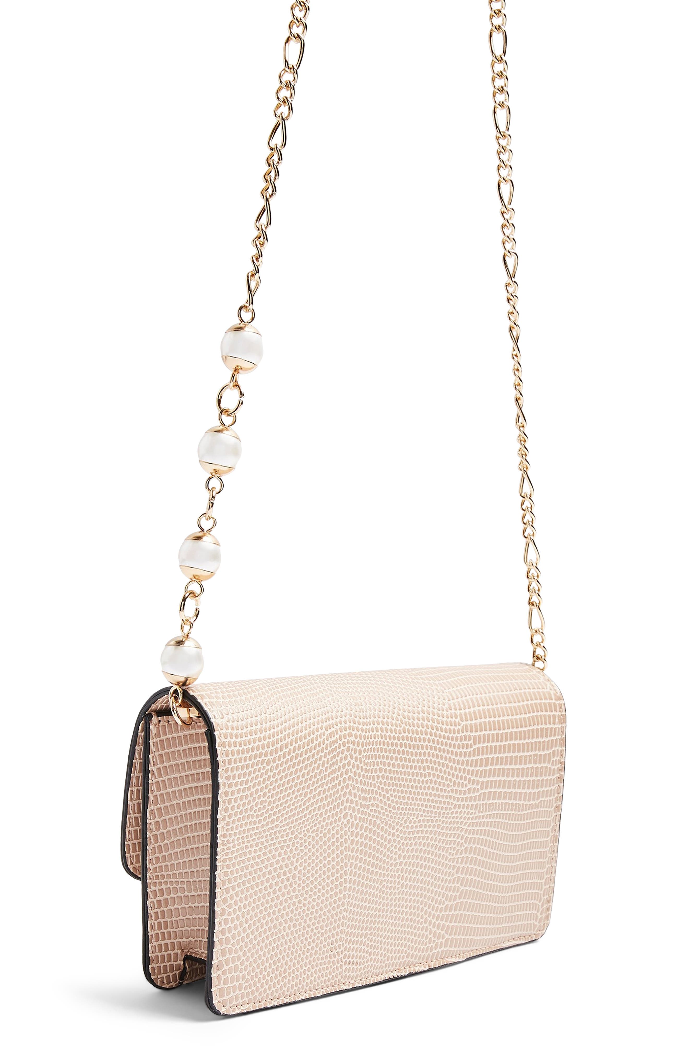 Topshop Peri Imitation Pearl Crossbody Bag, Alternate, color, 