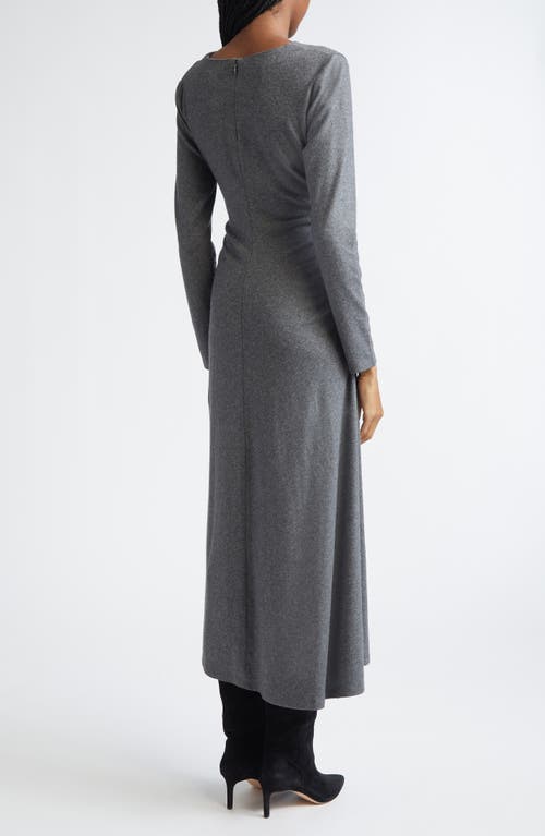 Veronica Beard Theodora Ruched Long Sleeve Midi Dress In Gray