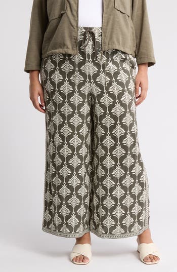 Max Studio Deco Wide Leg Pants In Green