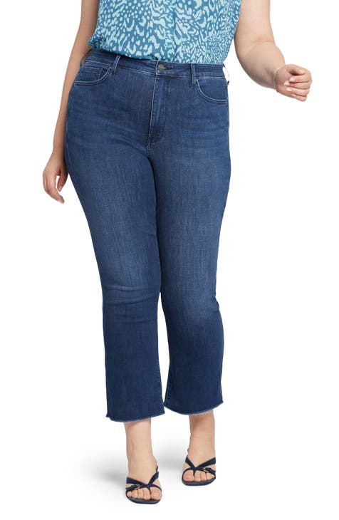 Cool Embrace® Frayed High Waist Ankle Slim Bootcut Jeans (Plus Size)