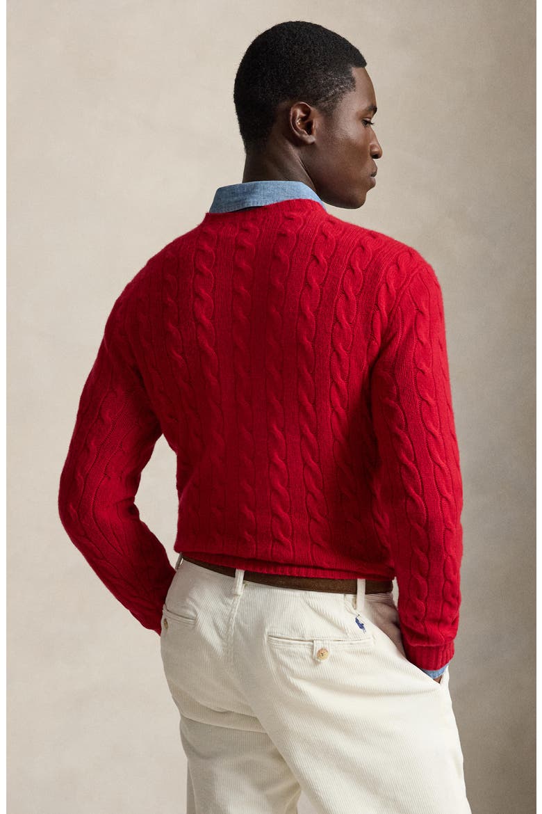 Wool & Cashmere Cable Knit Sweater, Alternate, color, RED