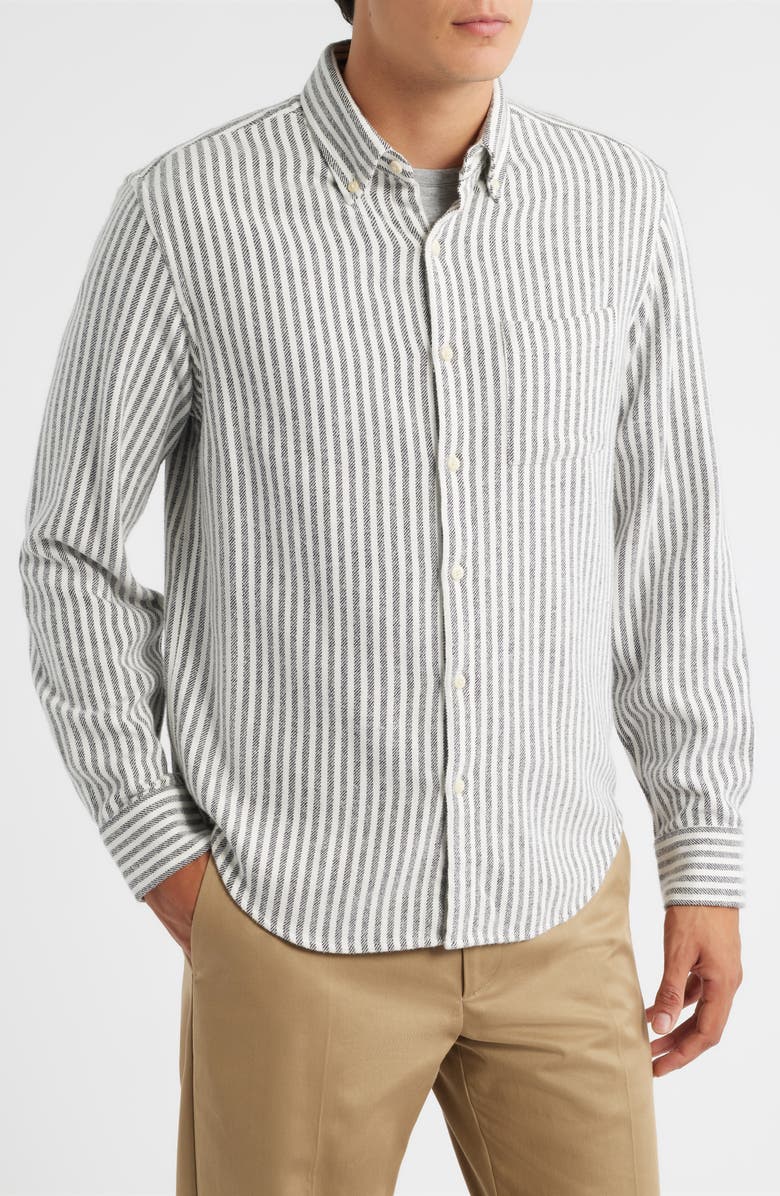 ALEX CRANE Cloud Stripe Organic Cotton Flannel Button-Up Shirt, Alternate, color, Nightlines