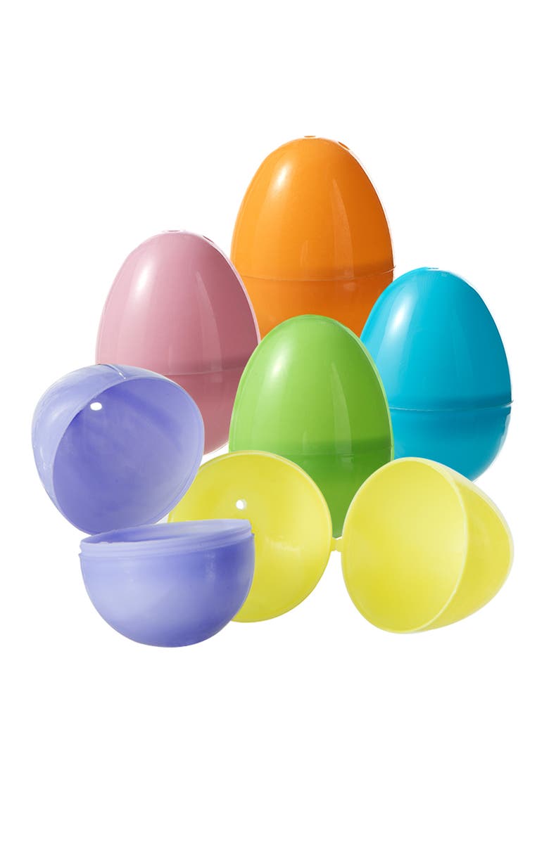 Glitzhome 90PK 2.25"H Easter Plastic Fillable Eggs in 6 Colors, 15 of Each, Alternate, color, Blue