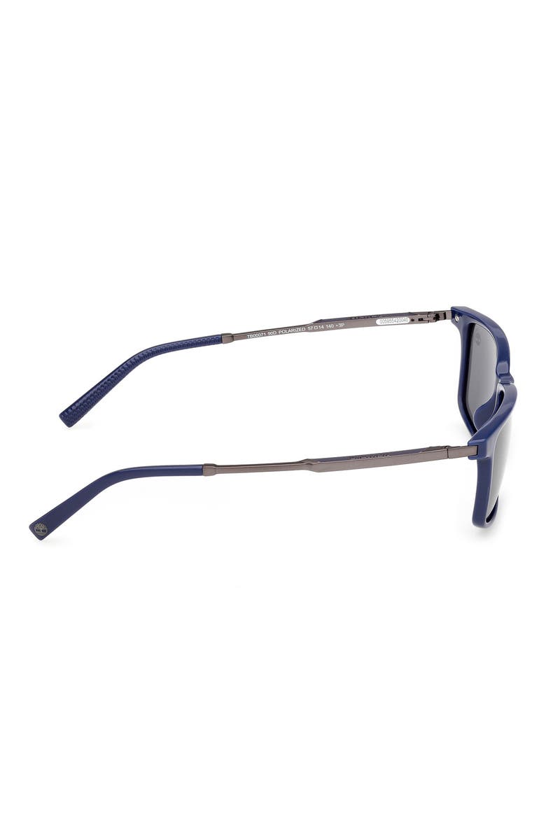 57mm Sunglasses, Alternate, color, SHINY BLUE / SMOKE POLARIZED
