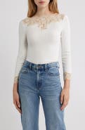 DÔEN Riana Lace Trim Ribbed T-Shirt