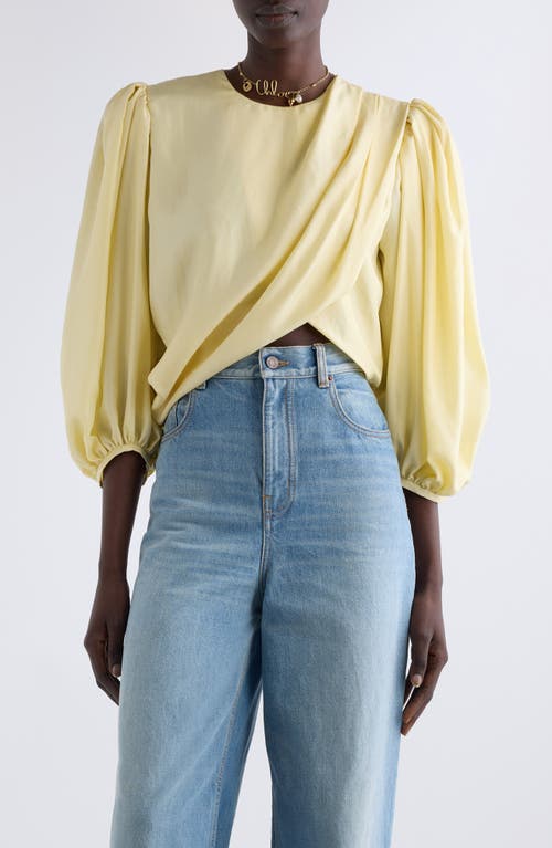 Shop Chloé Draped Crop Top In Powder Yellow