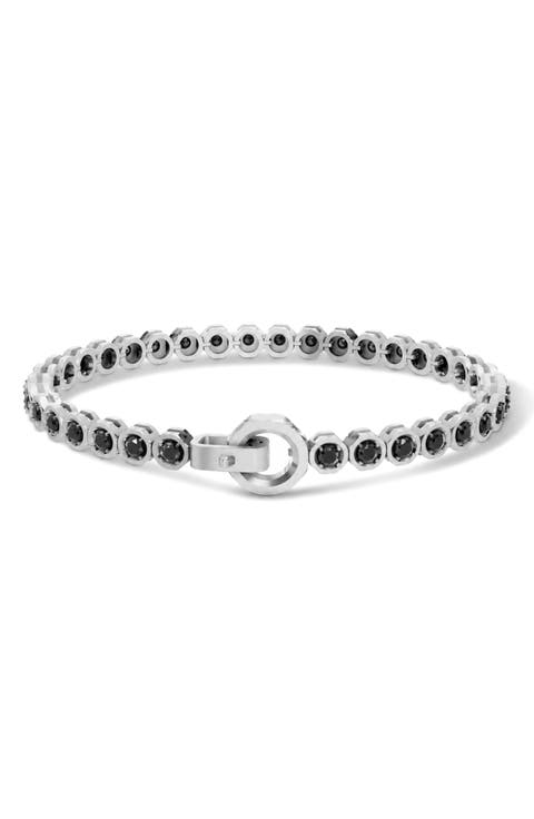 Large Hex Nut Black Lab Grown Diamond Bracelet