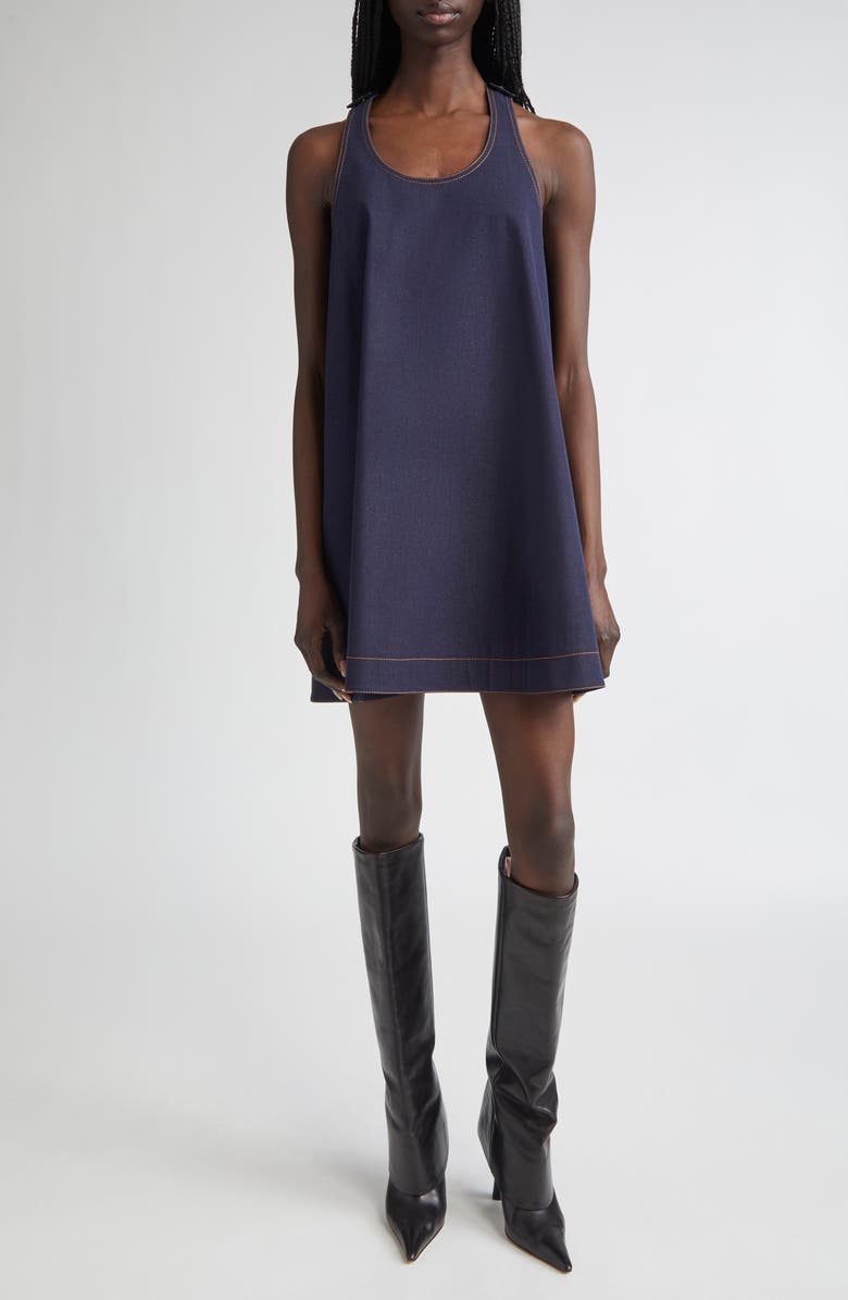 MONSE Racer Back Denim Baby Doll Minidress, Main, color, 