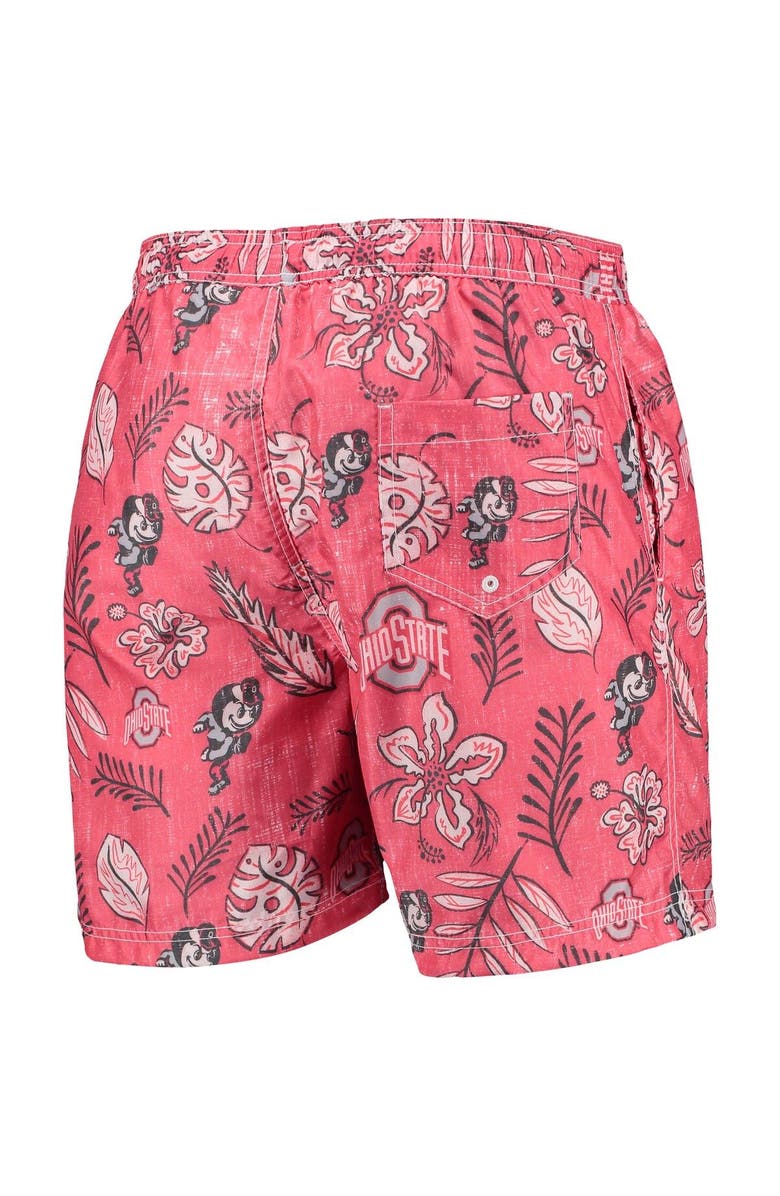 Wes & Willy Men's Wes & Willy Scarlet Ohio State Buckeyes Vintage Floral Swim Trunks, Alternate, color, Scarlet