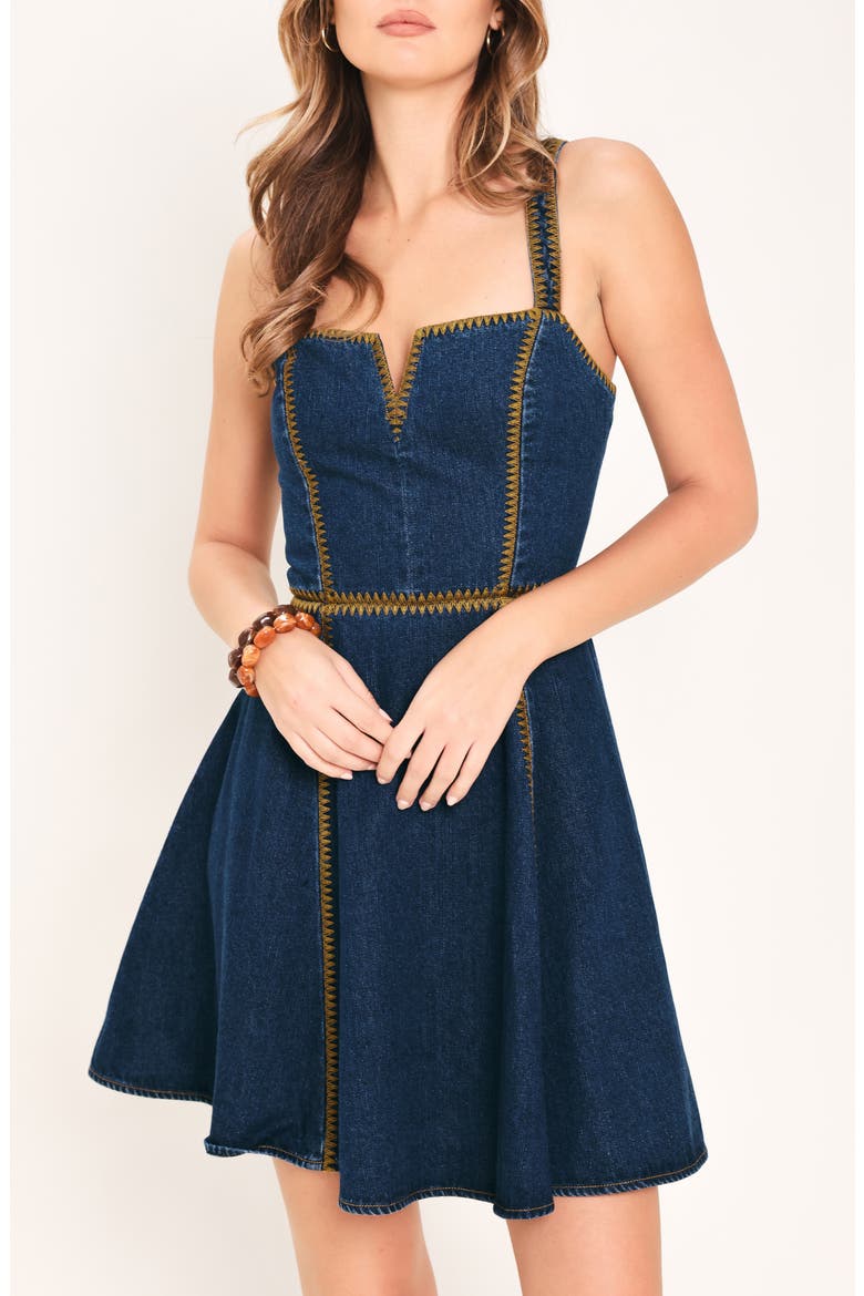 Denim Fit & Flare Dress, Alternate, color, INDIGO DENIM