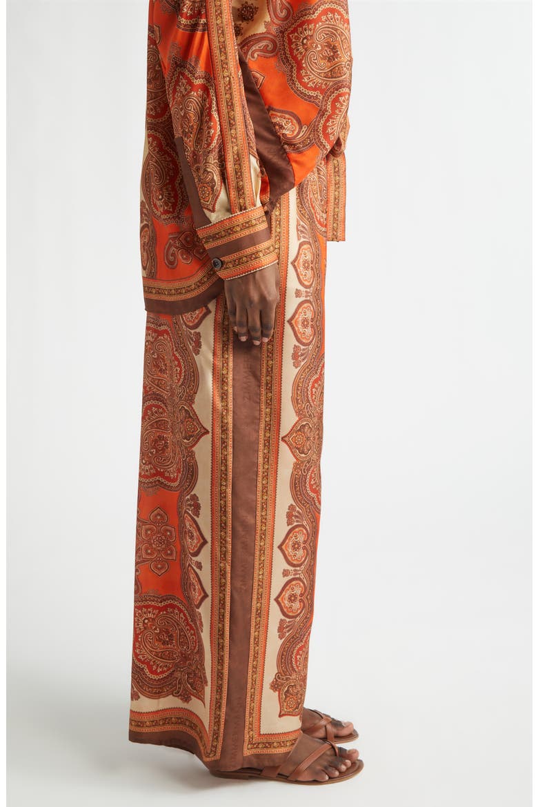 Mahon Paisley Print Habutai Silk Wide Leg Pants, Alternate, color, TANGERINE PAISLEY