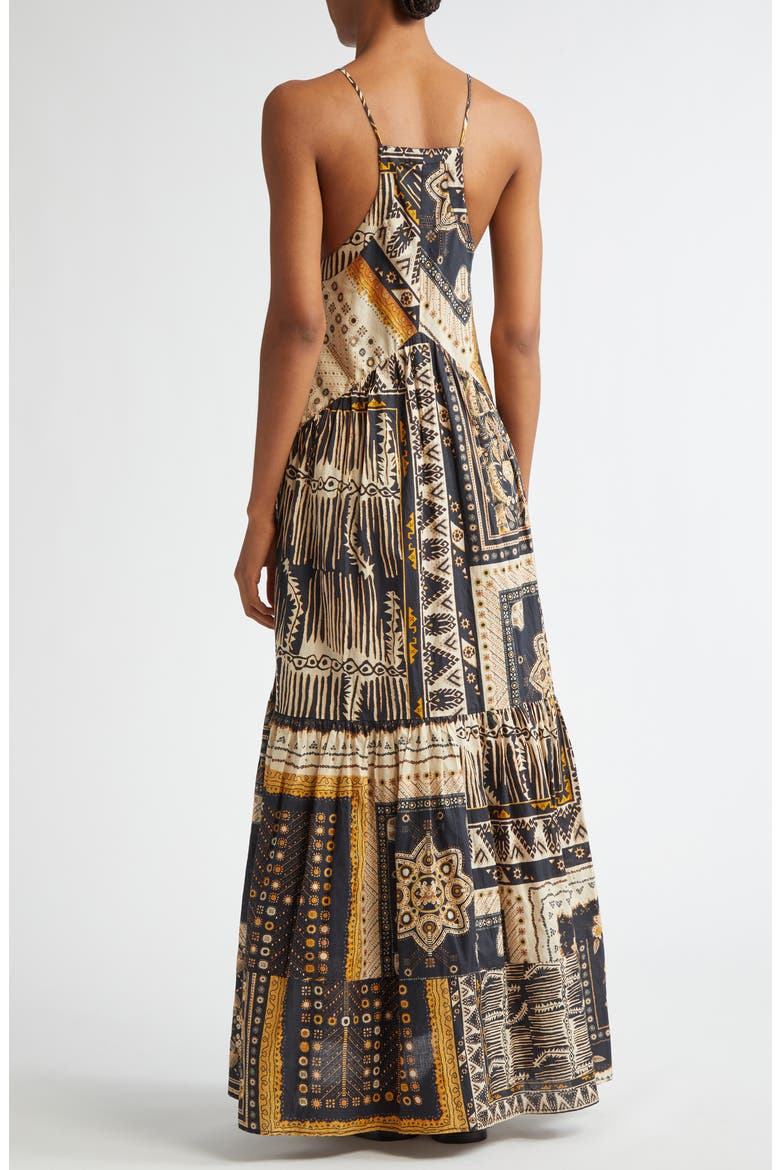 Sabba Mixed Print Cotton Maxi Dress, Alternate, color, BLACK / OCHRE