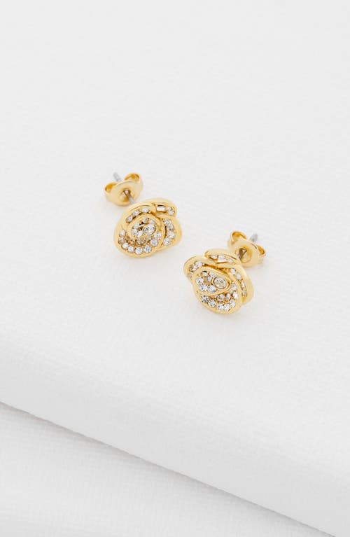 Ted Baker Florine Crystal Flower Stud Earrings In Gold Tone/clear Crystal