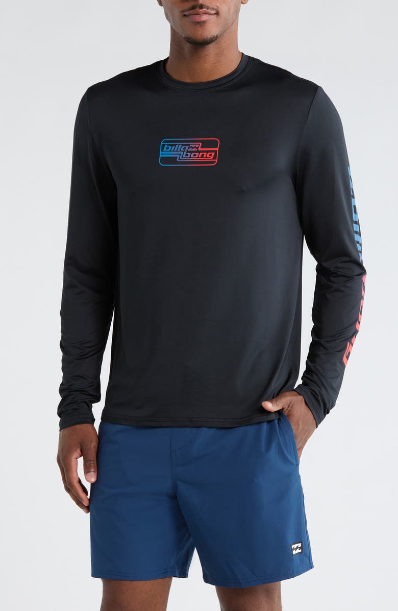 Billabong Wipeout Long Sleeve Rashguard, Main, color, Black