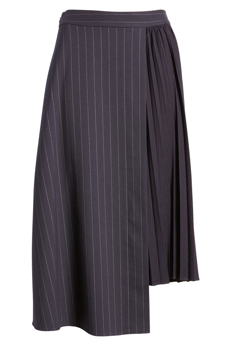 House of Aama Dandy Pleated Skirt, Alternate, color, NAVY- IVORY BRUMMELL PINSTRIPE